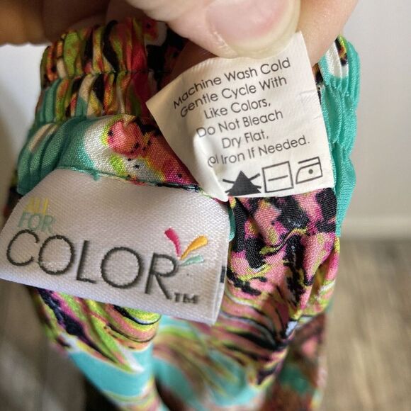 Pineapple Print Lightweight Maxi Skirt With Pockets Women's L Teal Pink Festival - Picture 7 of 7